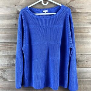 Talbots Womens Sweater Pullover Long Sleeve Cotton‎ Minimalist Blue Size XL